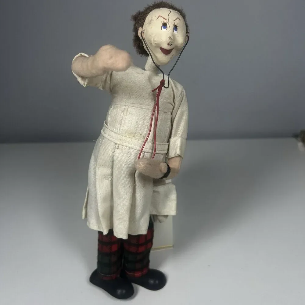 Rare Vintage Klumpe Roldan Doll Male Doctor In Lab Coat